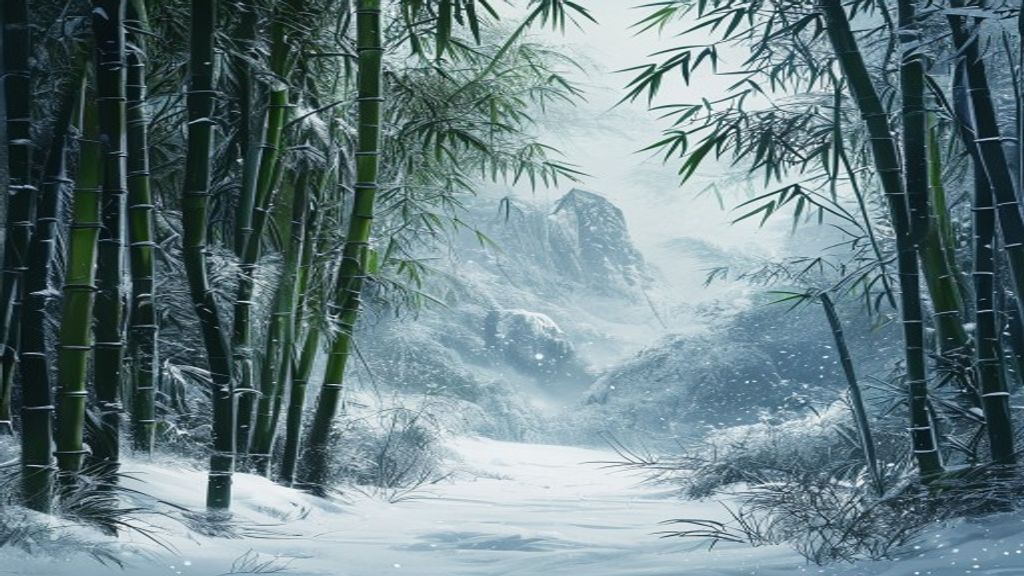 深山雪竹